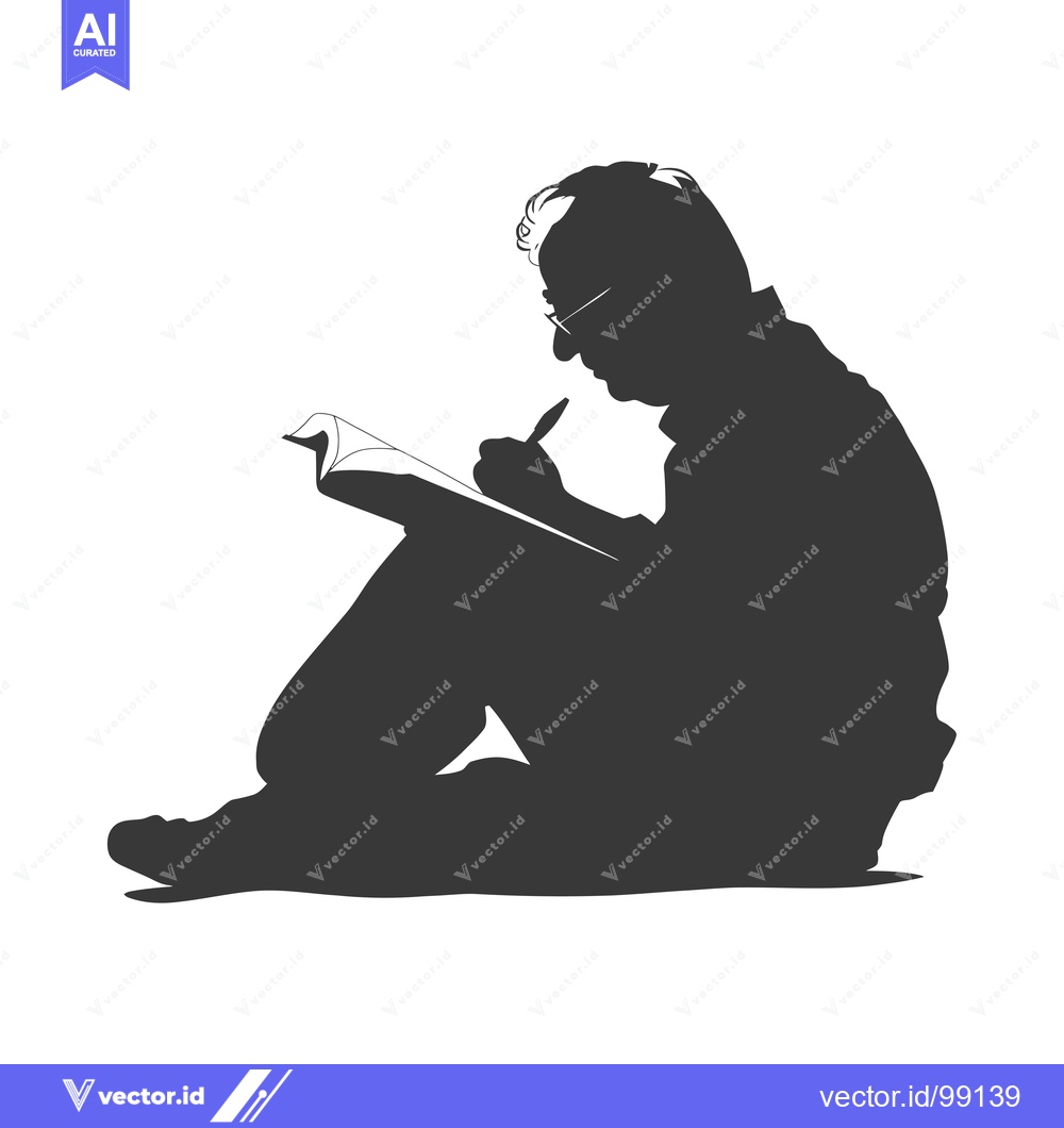 Premium Vector dari Silhouette of a Person Writing in a Notebook