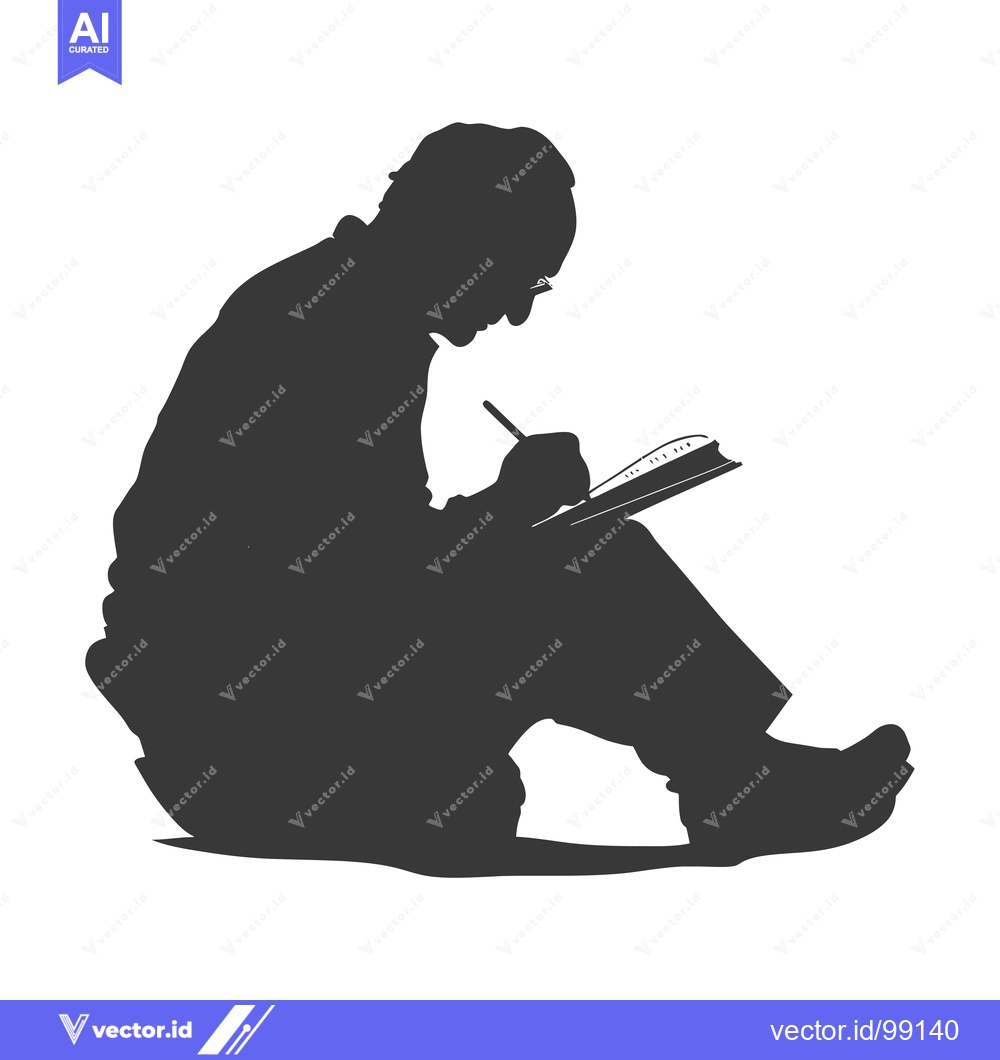 Premium Vector dari Silhouette of a person writing in a notebook