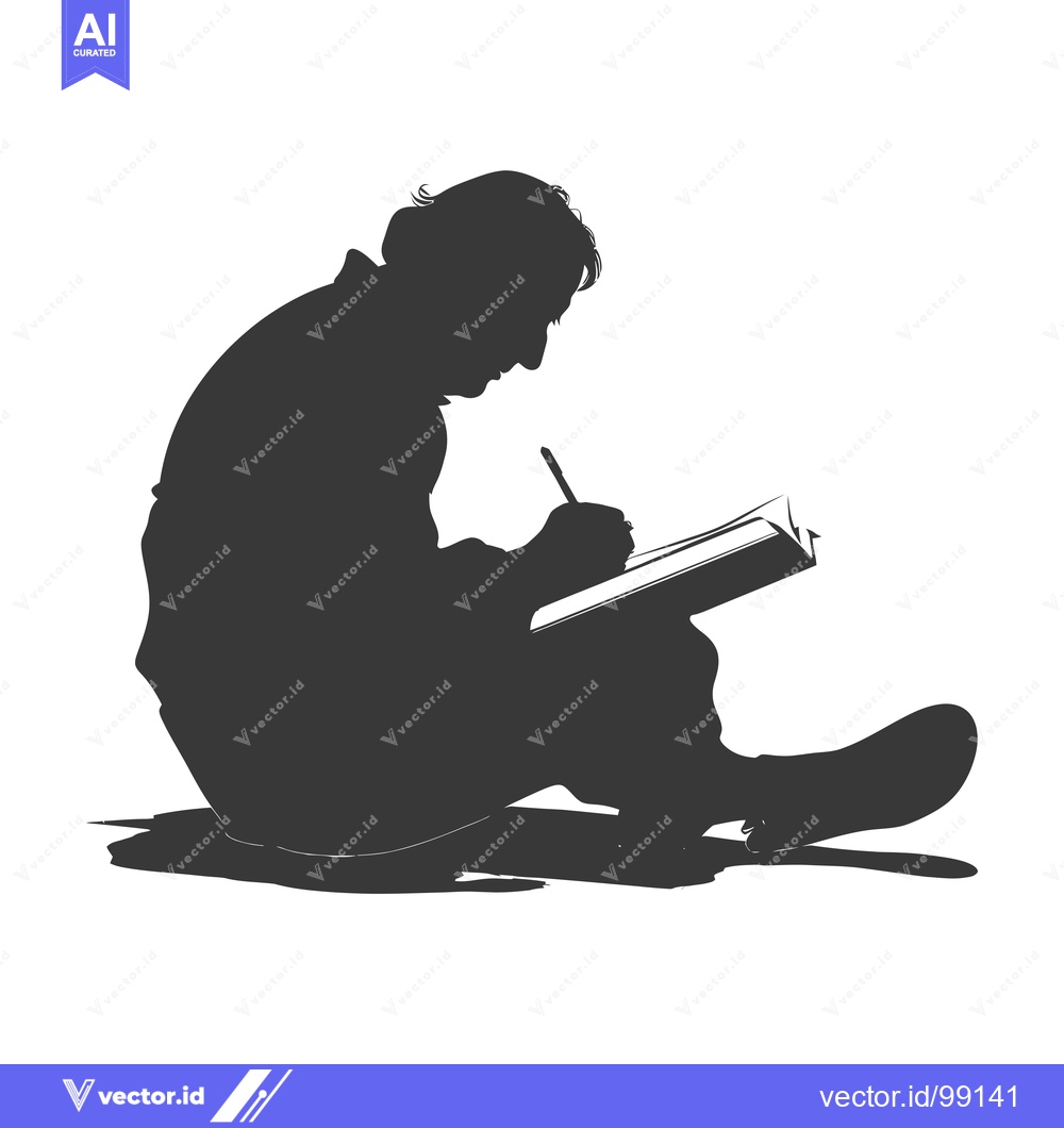 Premium Vector dari Silhouette of a Person Writing in a Notebook