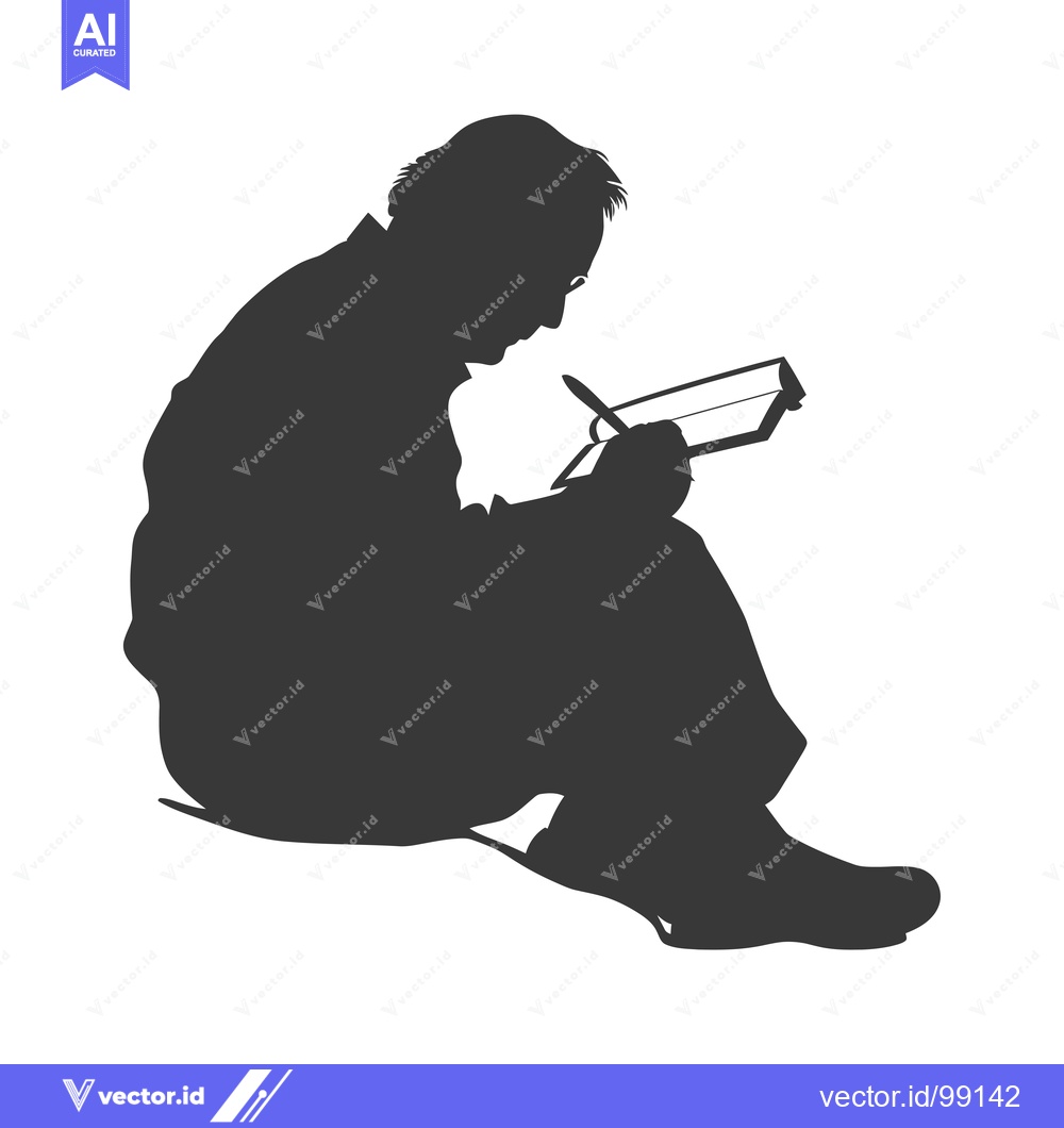 Premium Vector dari Silhouette of a Person Writing in a Notebook