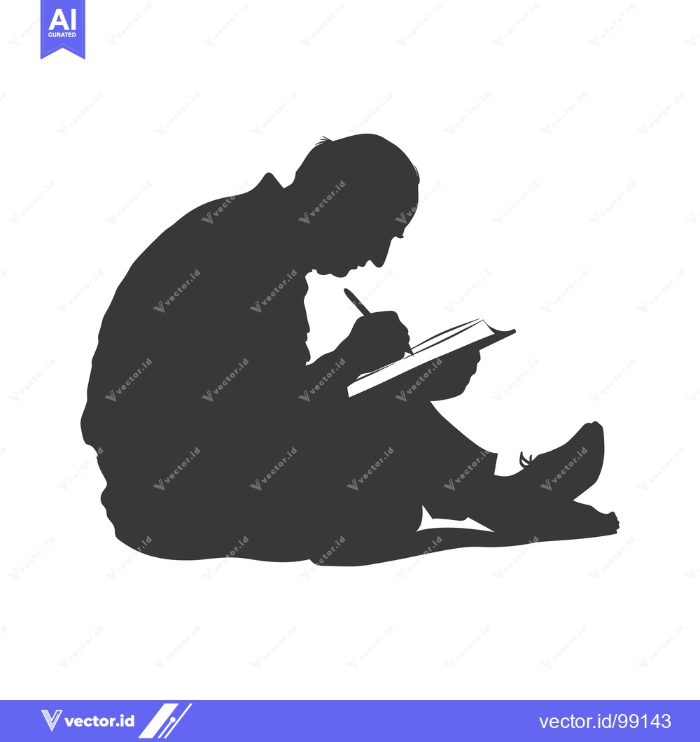 Premium Vector dari Silhouette of a Person Writing in a Notebook