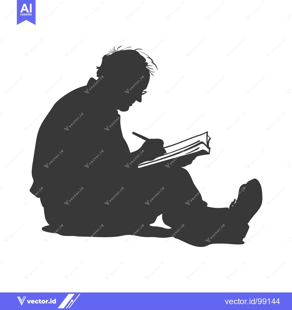 Premium Vector of Silhouette of a Person Writing in a Notebook