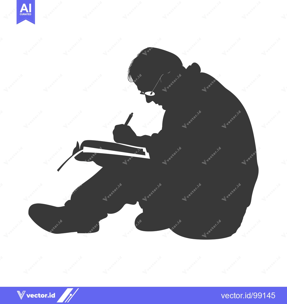 Premium Vector of Silhouette of a Person Writing in a Notebook