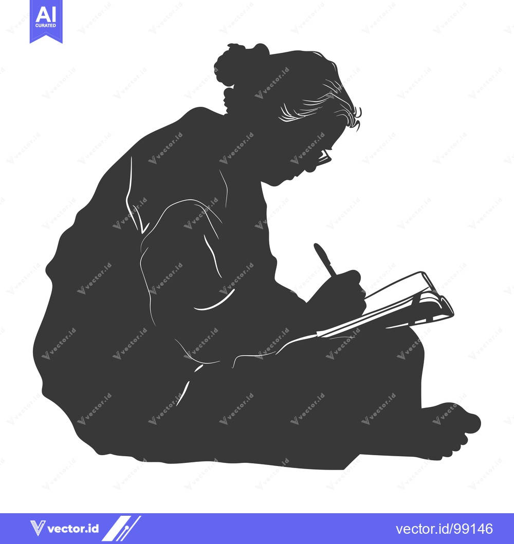Premium Vector of Silhouette of a Person Writing in a Notebook