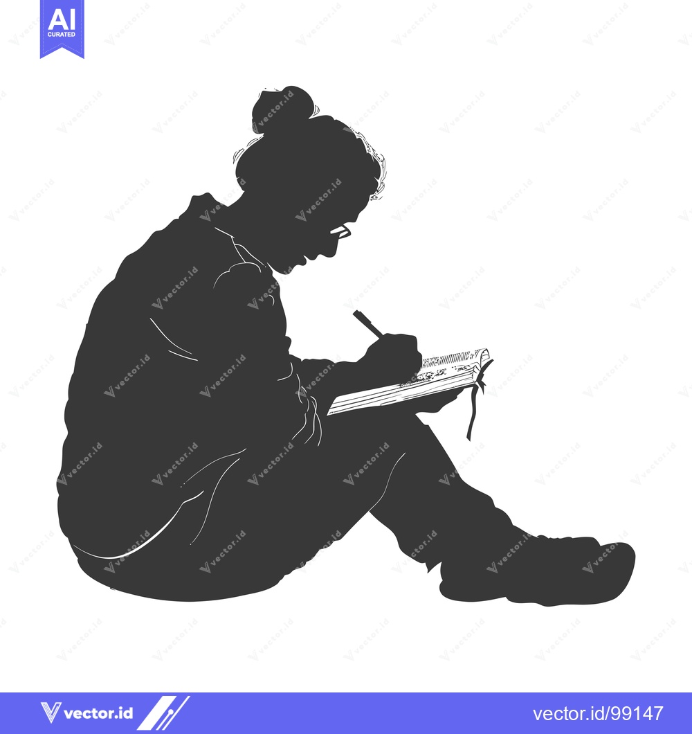 Premium Vector dari Silhouette of a Person Writing in a Notebook