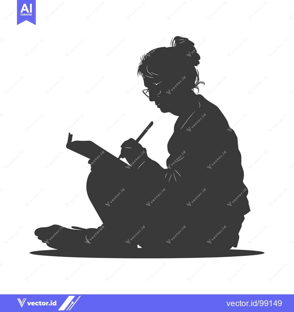 Premium Vector of Silhouette of a Person Writing in a Notebook