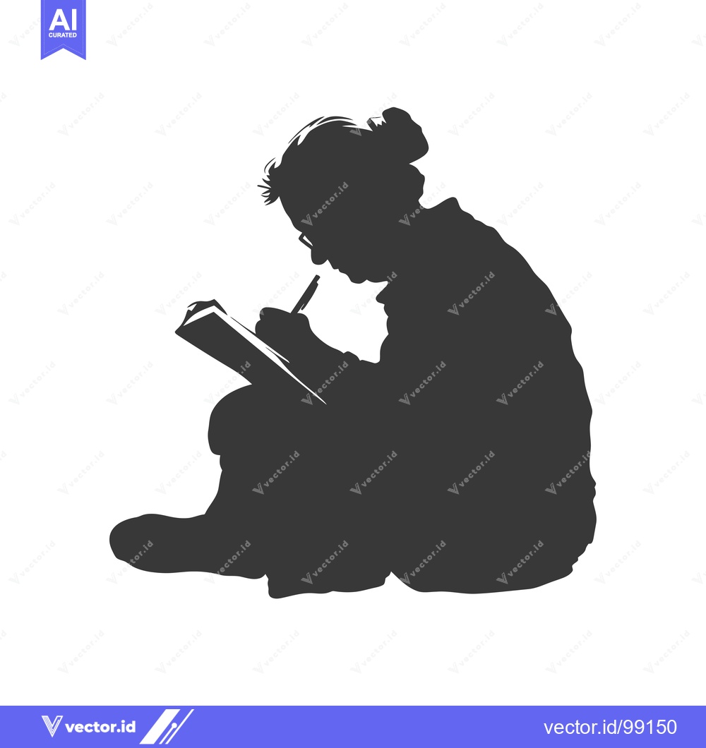 Premium Vector of Silhouette of a Person Writing in a Notebook