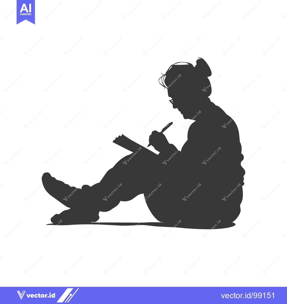 Premium Vector of Silhouette of a Person Writing in a Notebook
