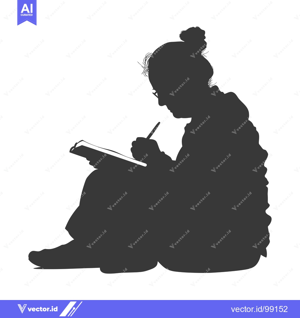 Premium Vector dari Silhouette of a Person Writing in a Notebook