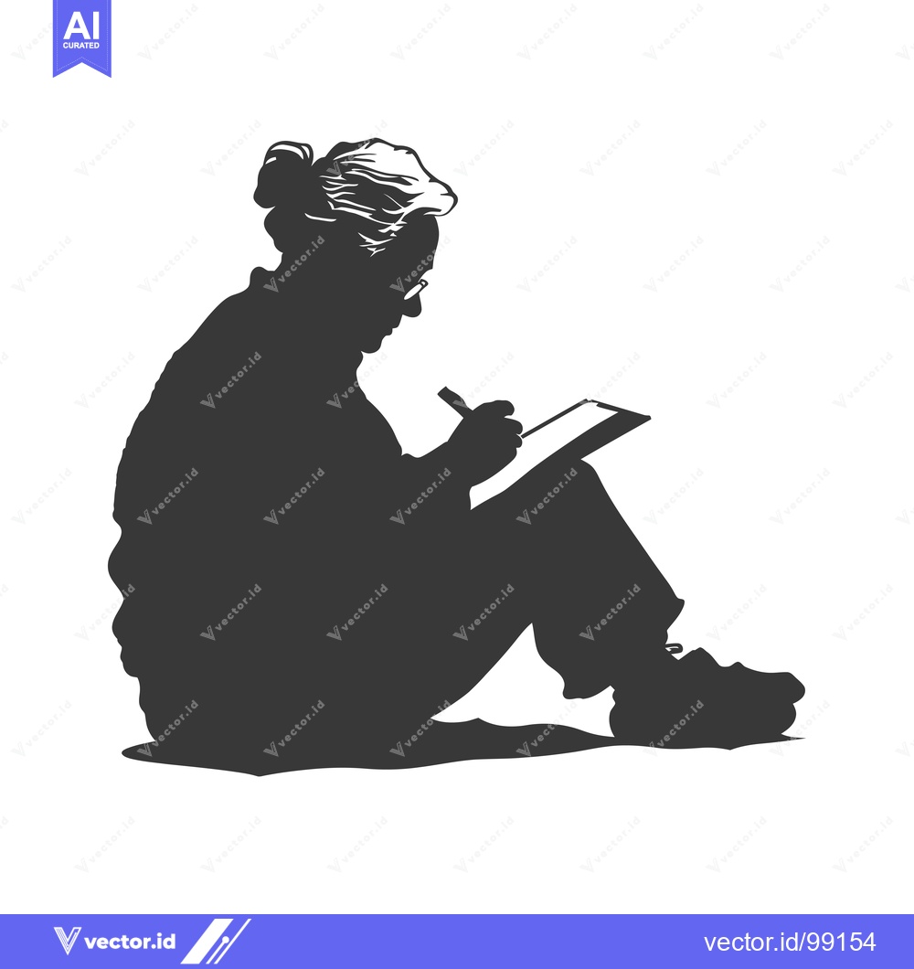 Premium Vector of Silhouette of a Person Writing in a Notebook