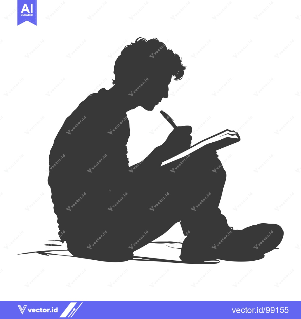 Premium Vector of Silhouette of a Person Writing in a Notebook