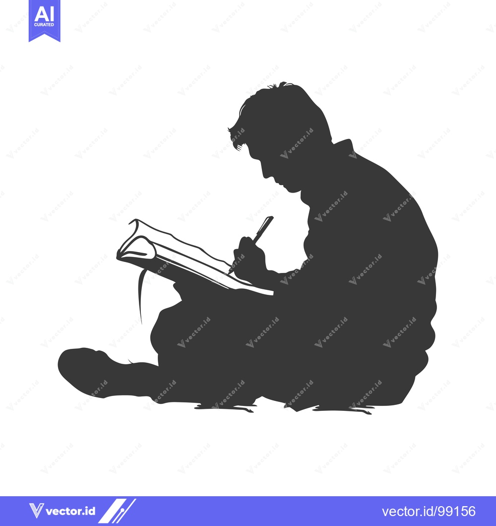 Premium Vector of Silhouette of a Person Writing in a Notebook