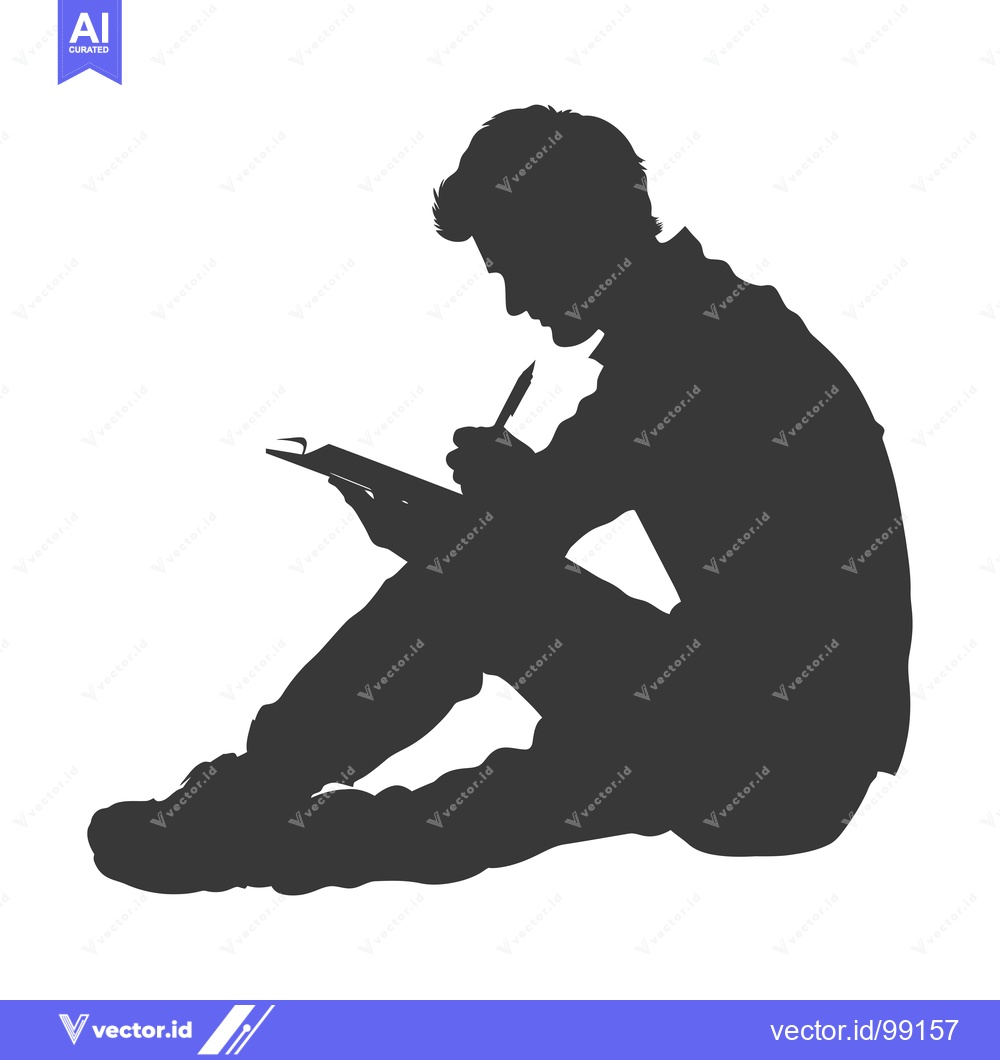 Premium Vector dari Silhouette of a Person Writing in a Notebook