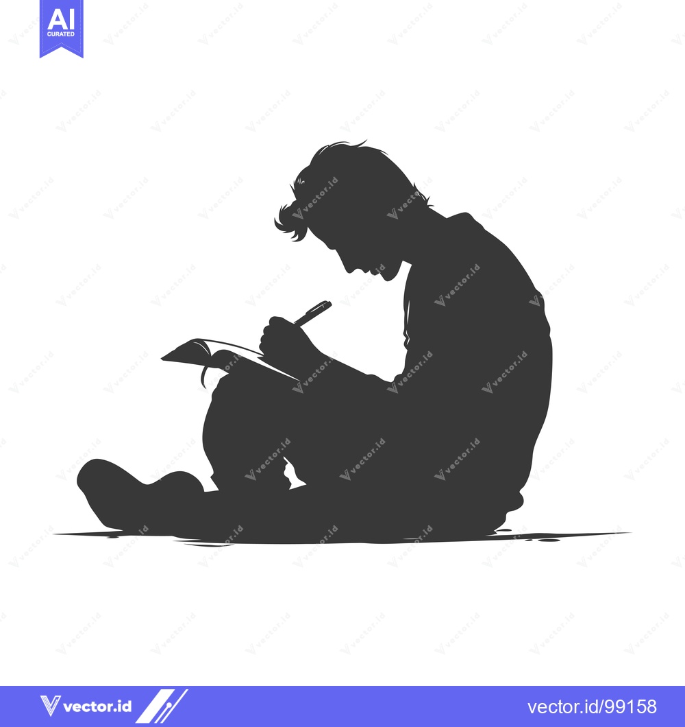 Premium Vector of Silhouette of a Person Writing in a Notebook