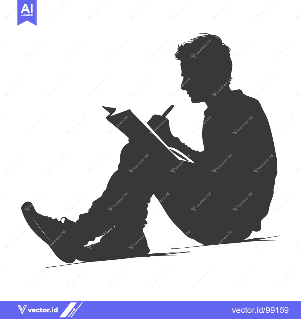 Premium Vector dari Silhouette of a Person Writing in a Notebook