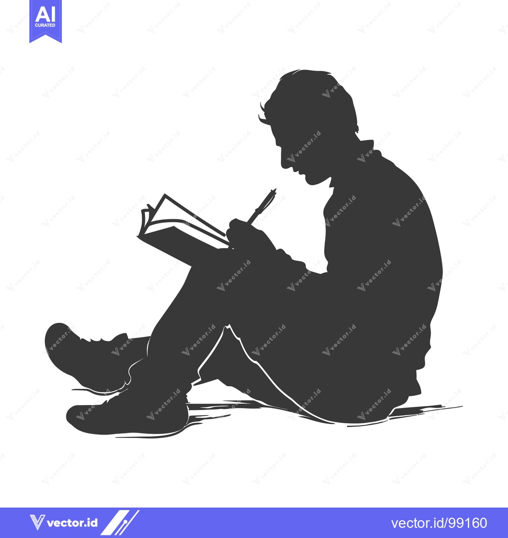 Premium Vector of Silhouette of a Person Writing in a Notebook