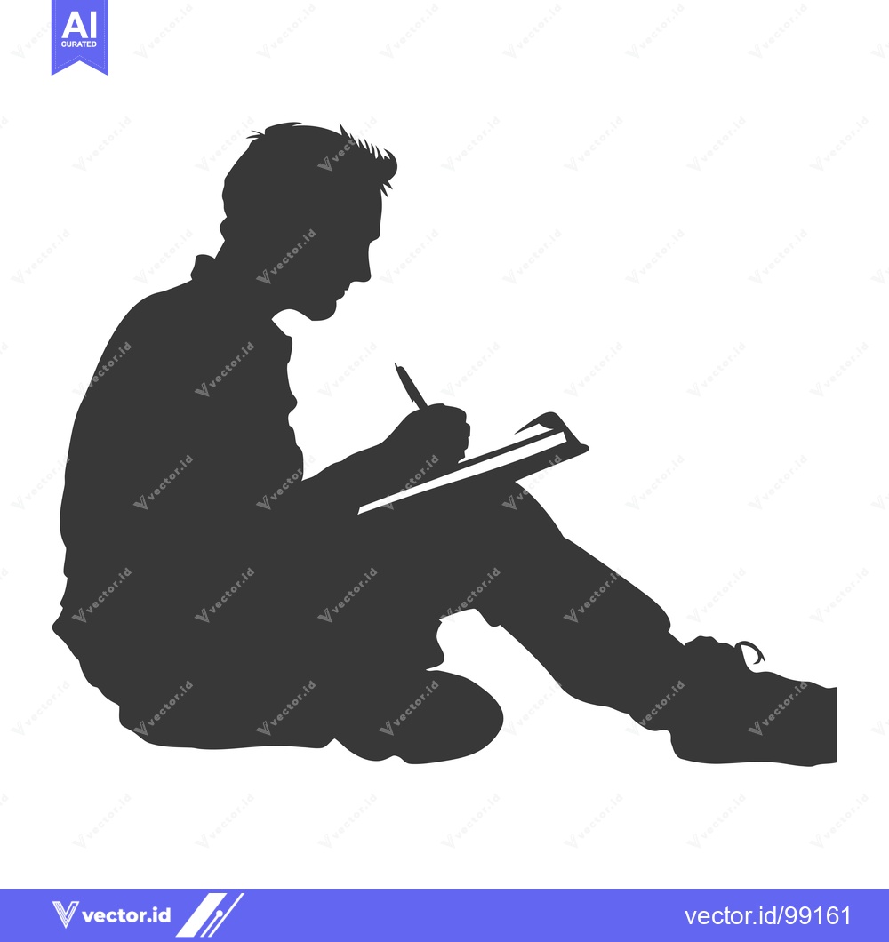 Premium Vector dari Silhouette of a Person Writing in a Notebook