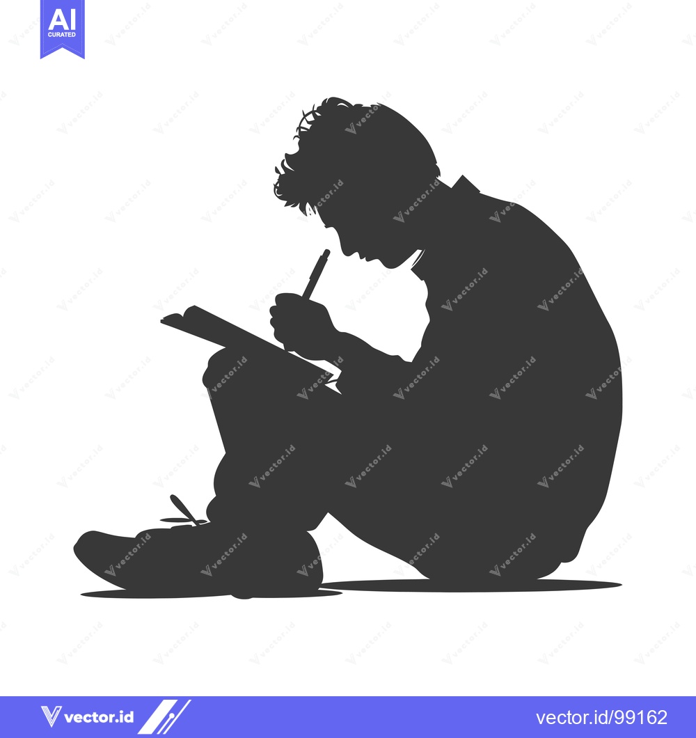 Premium Vector of Silhouette of a Person Writing in a Notebook