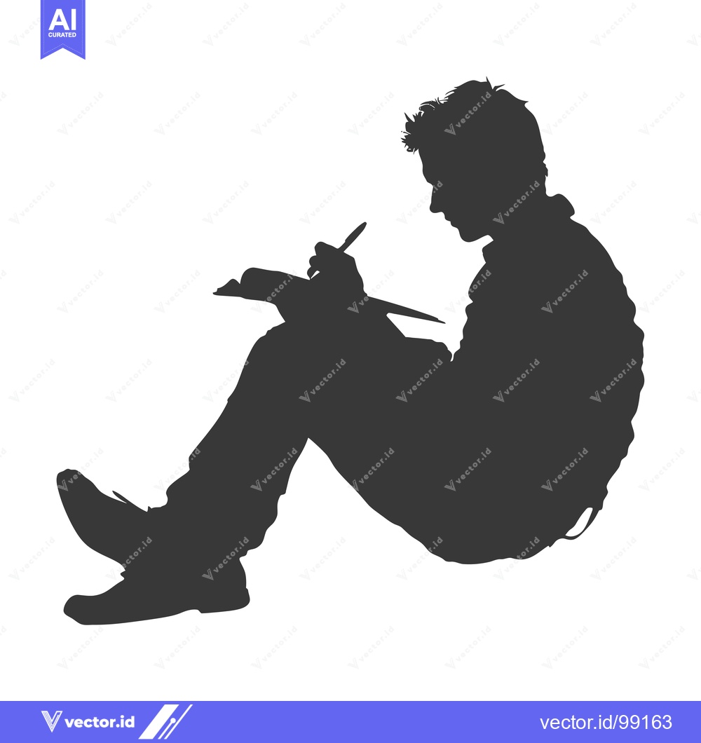 Premium Vector of Silhouette of a Person Writing in a Notebook