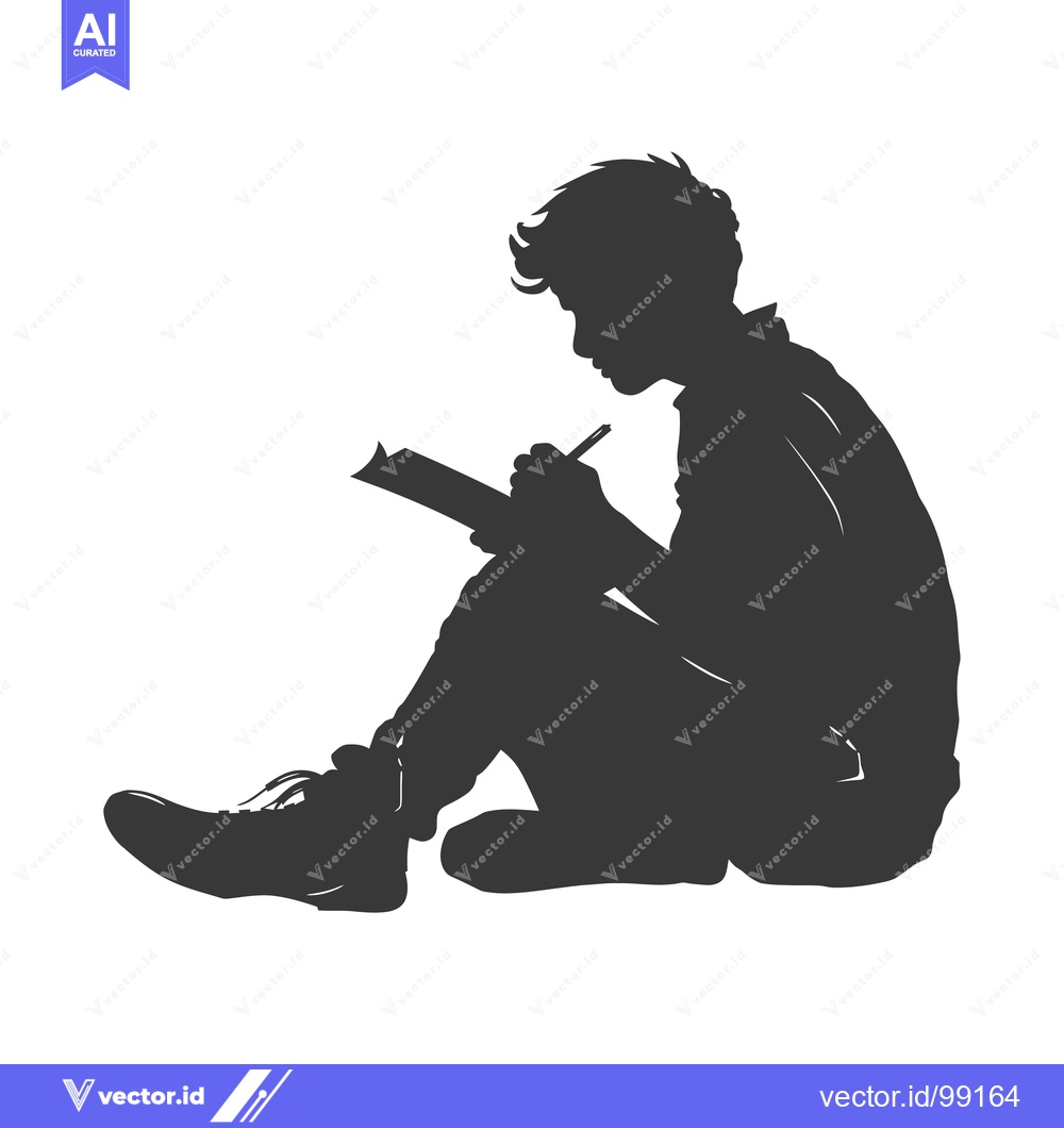 Premium Vector of Silhouette of a Person Writing in a Notebook