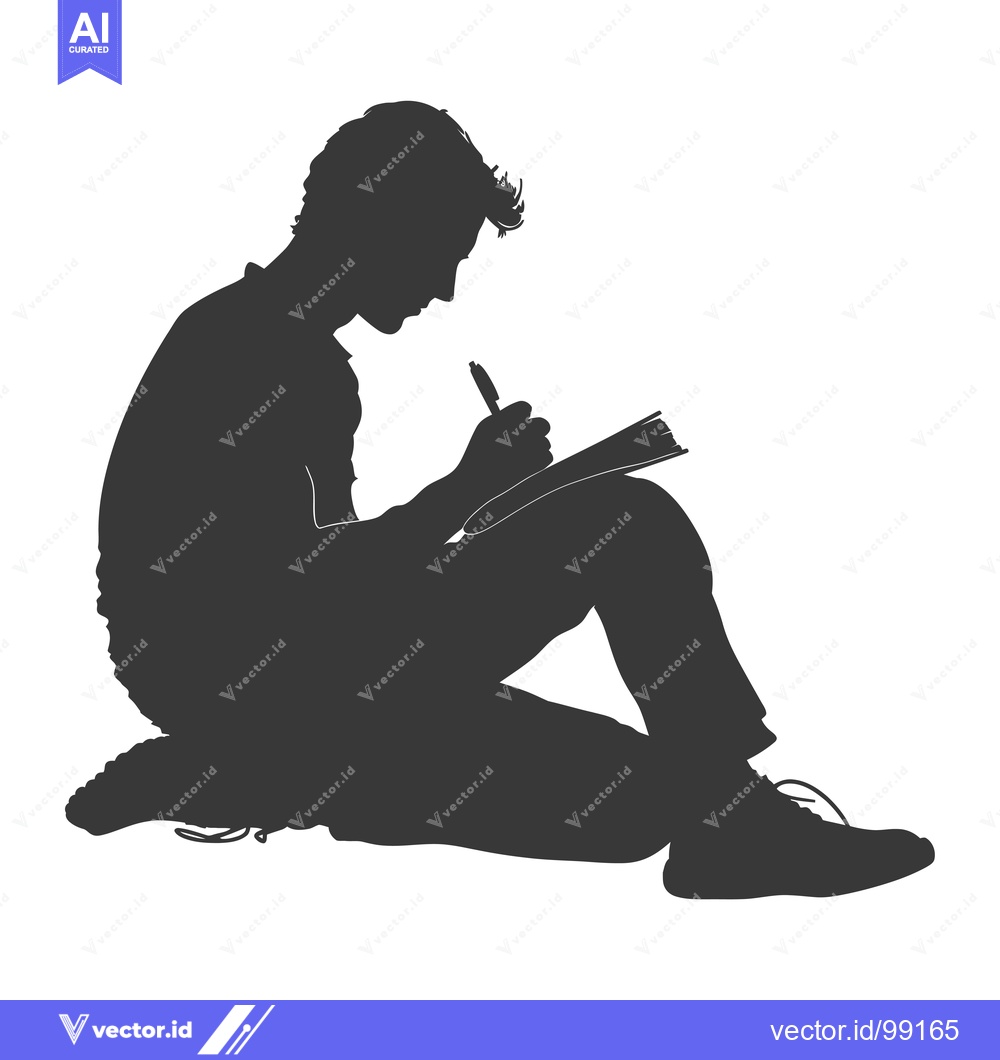 Premium Vector dari Silhouette of a person writing in a notebook