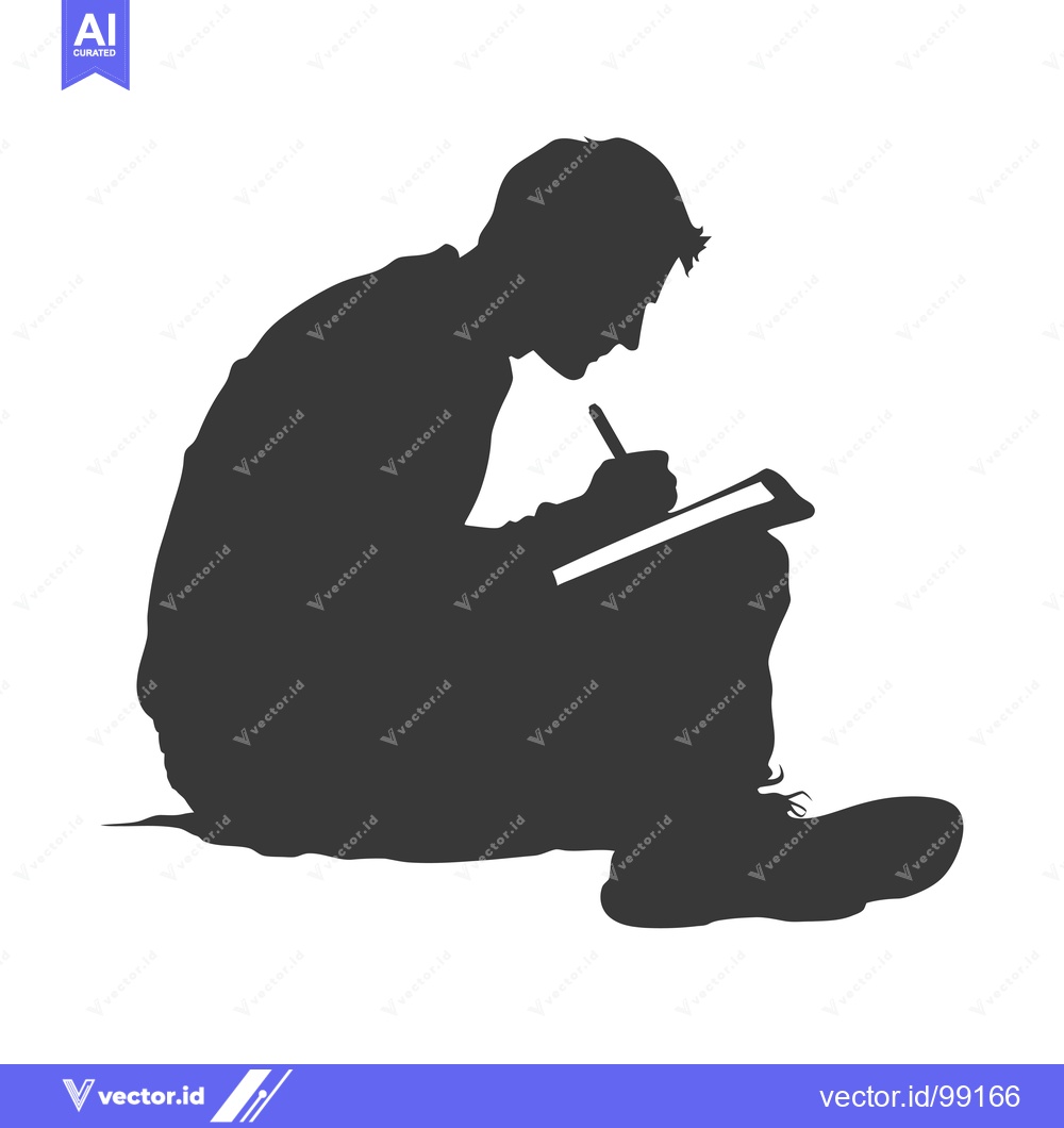 Premium Vector dari Silhouette of a Person Writing in a Notebook
