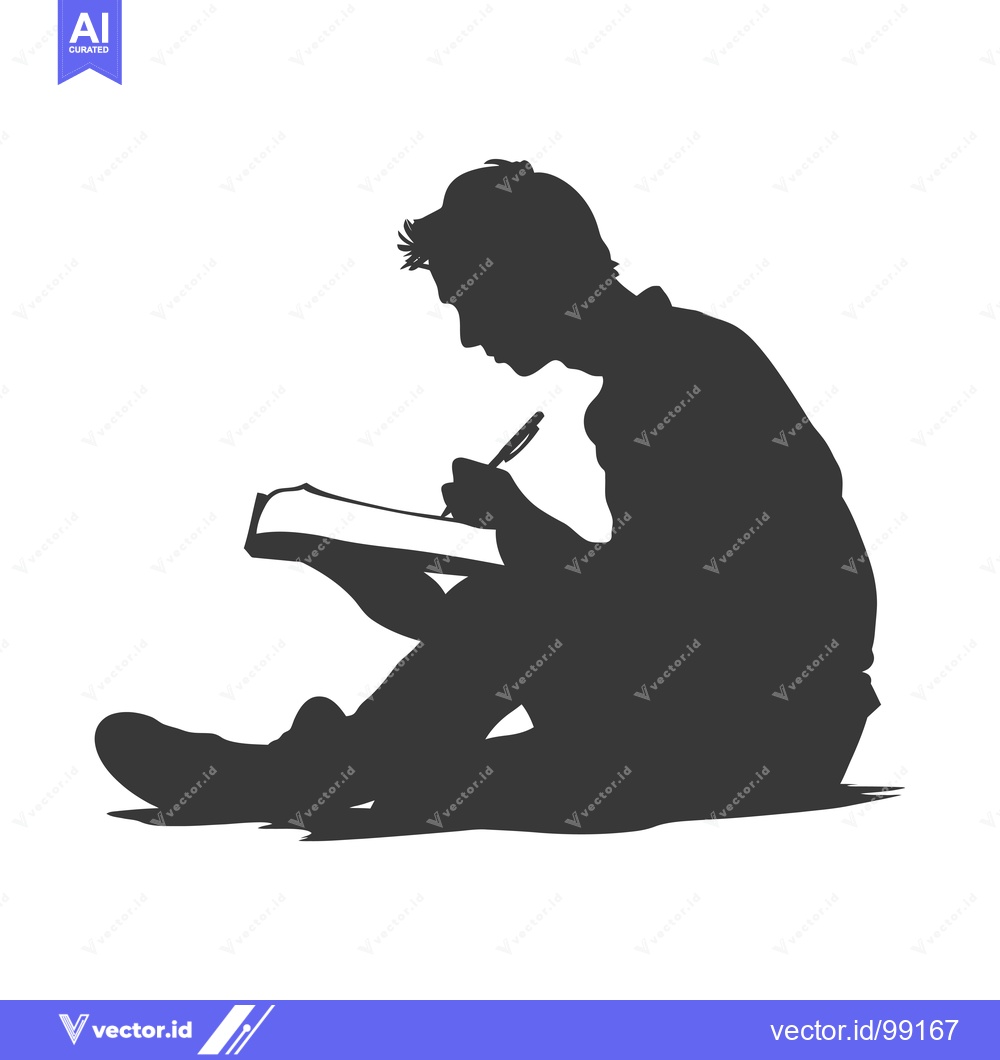 Premium Vector of Silhouette of a Person Writing in a Notebook