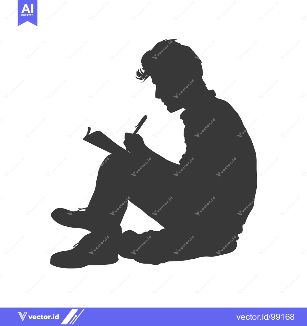 Premium Vector of Silhouette of a Person Writing in a Notebook
