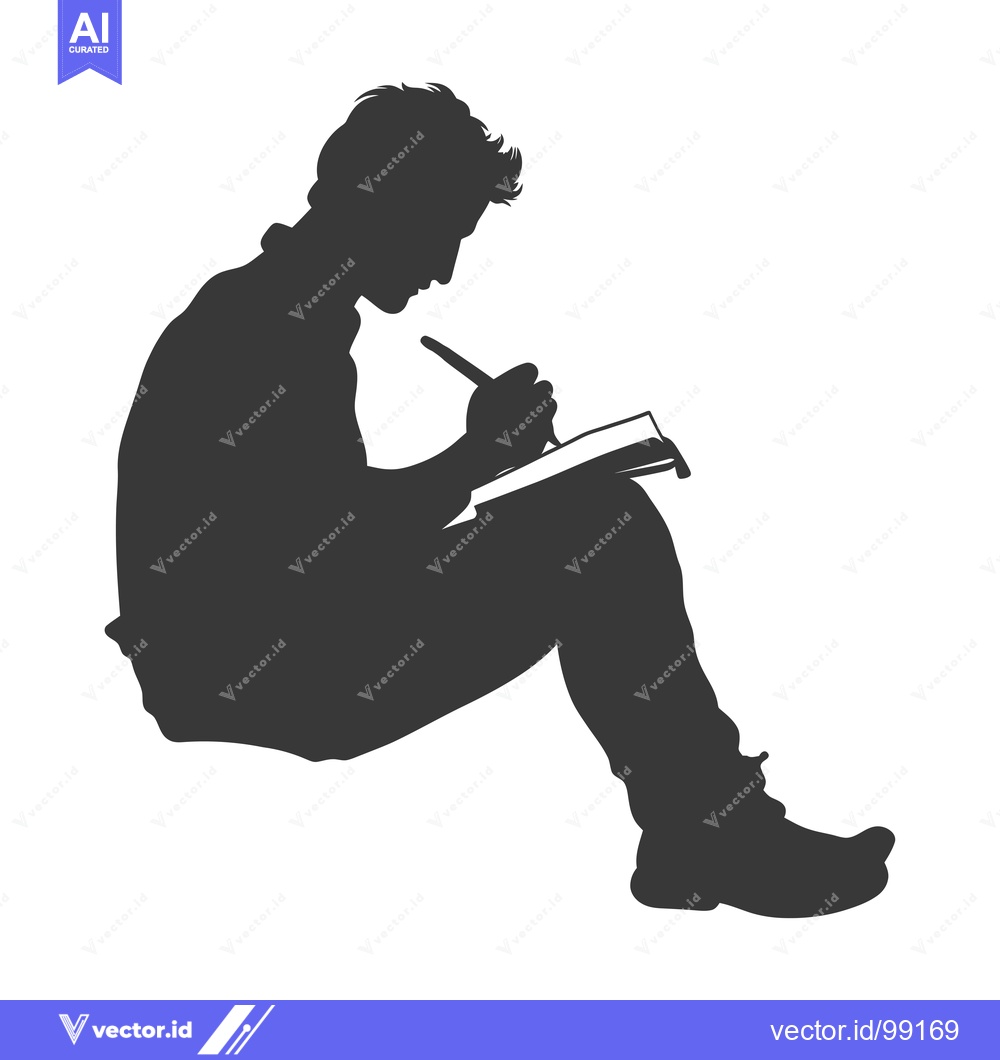Premium Vector of Silhouette of a Person Writing in a Notebook