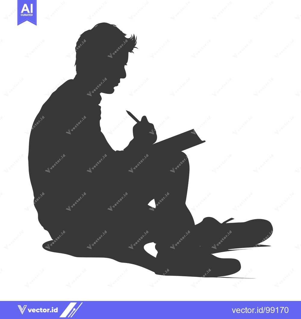 Premium Vector dari Silhouette of a Person Writing in a Notebook