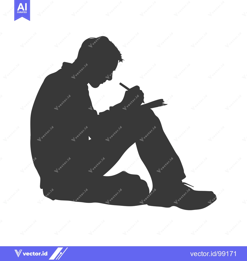Premium Vector dari Silhouette of a Person Writing in a Notebook