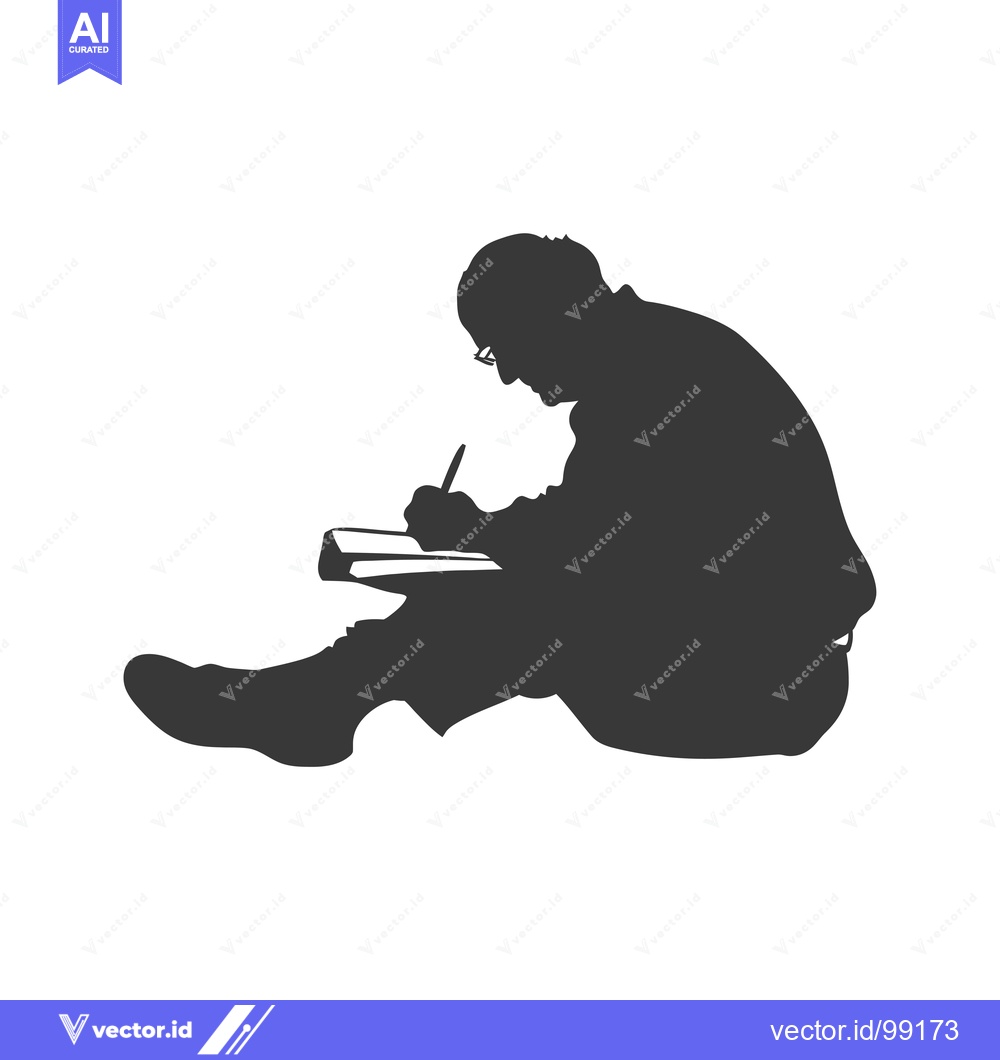 Premium Vector dari Silhouette of a Person Writing in a Notebook While Sitting