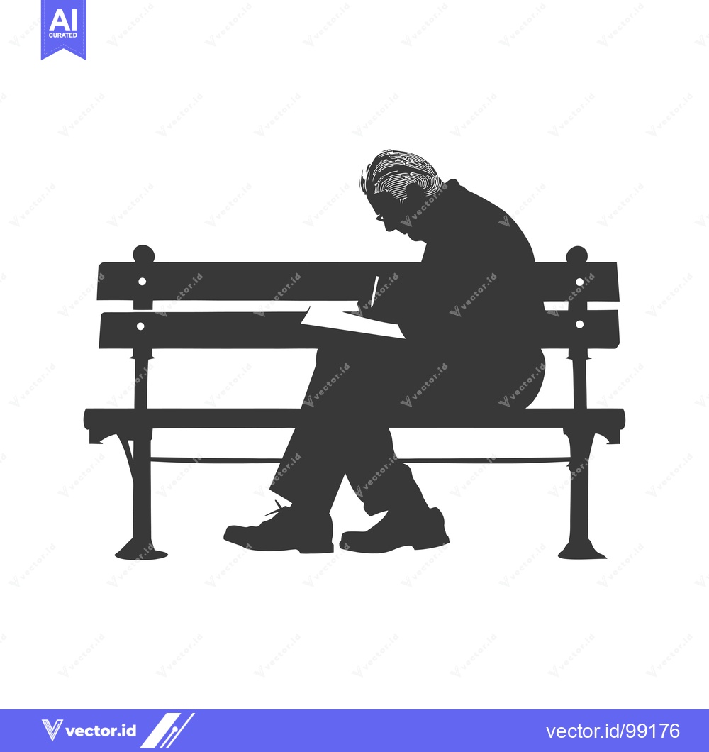 Premium Vector dari Silhouette of a Person Writing on a Bench