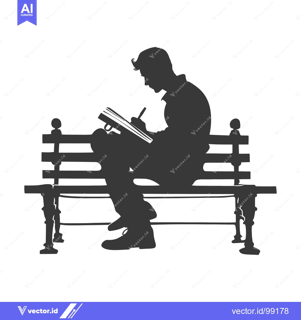 Premium Vector dari Silhouette of a Person Writing on a Bench