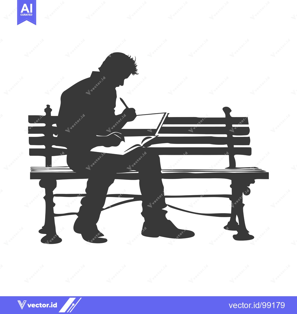 Premium Vector dari Silhouette of a Person Writing on a Bench