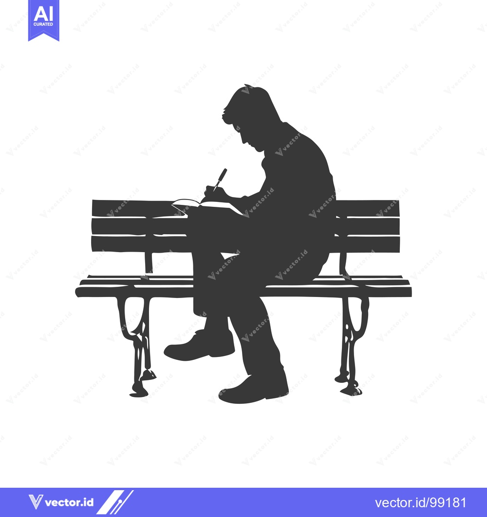 Premium Vector of Silhouette of a Person Writing on a Bench