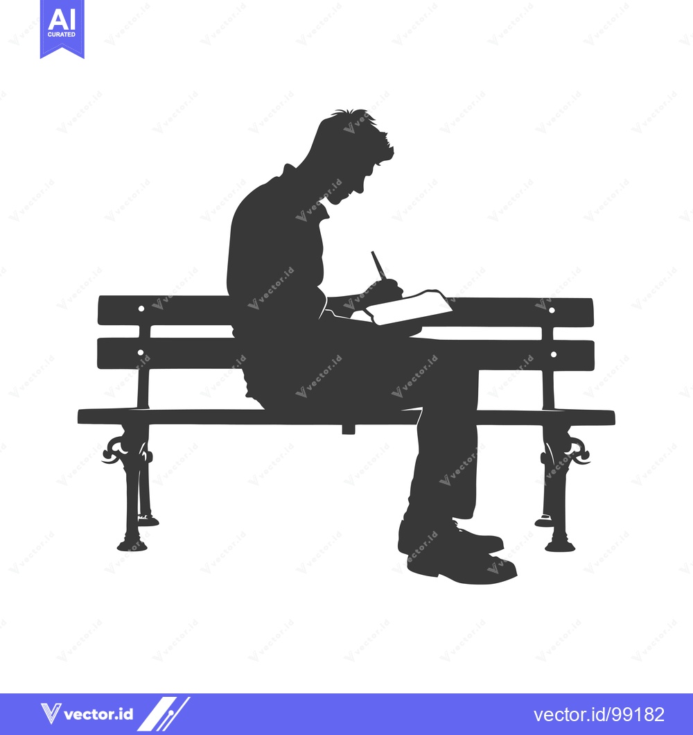 Premium Vector dari Silhouette of a Person Writing on a Bench
