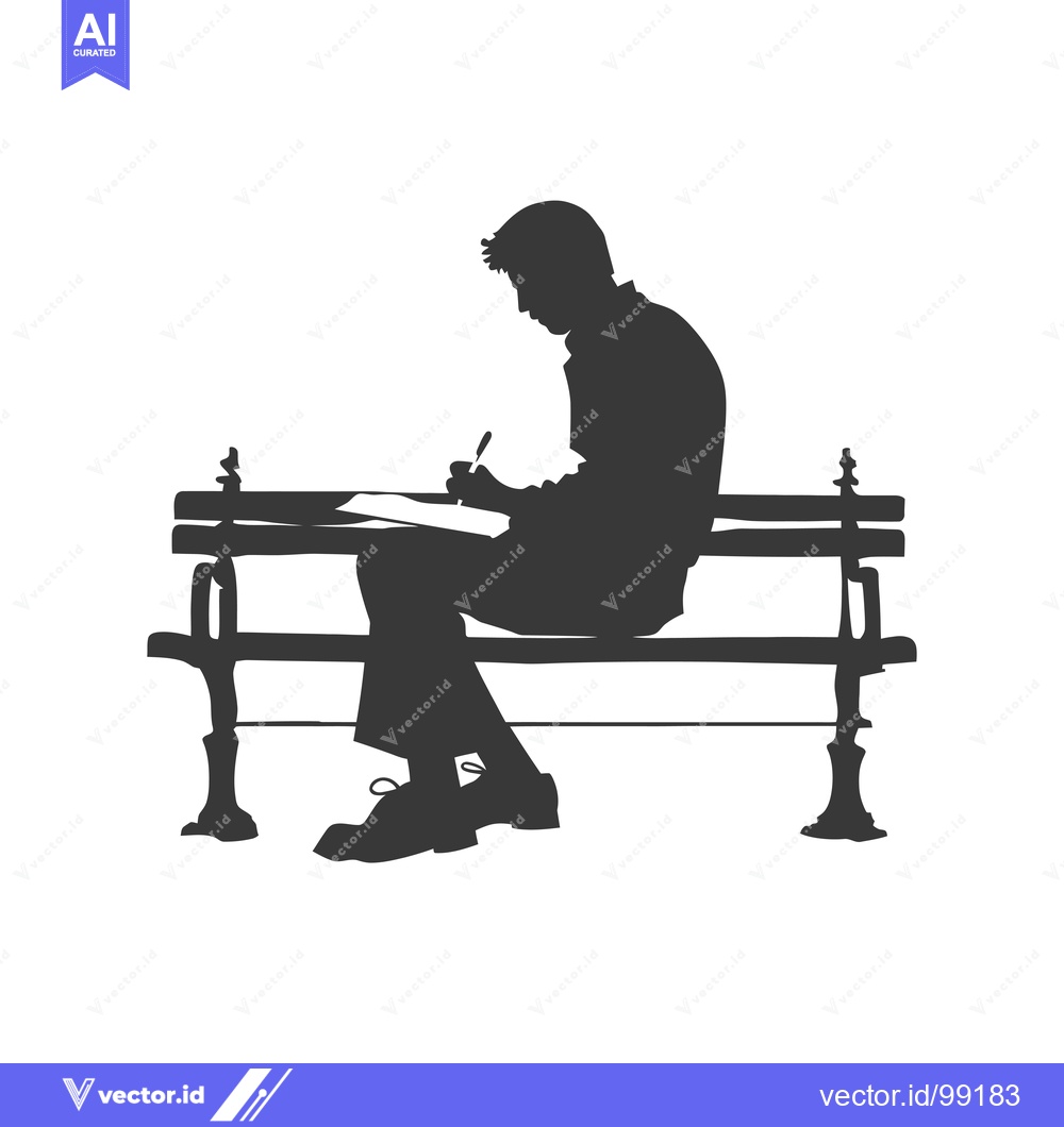 Premium Vector dari Silhouette of a Person Writing on a Bench