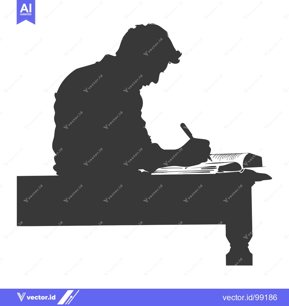 Premium Vector of Silhouette of a person writing on a table