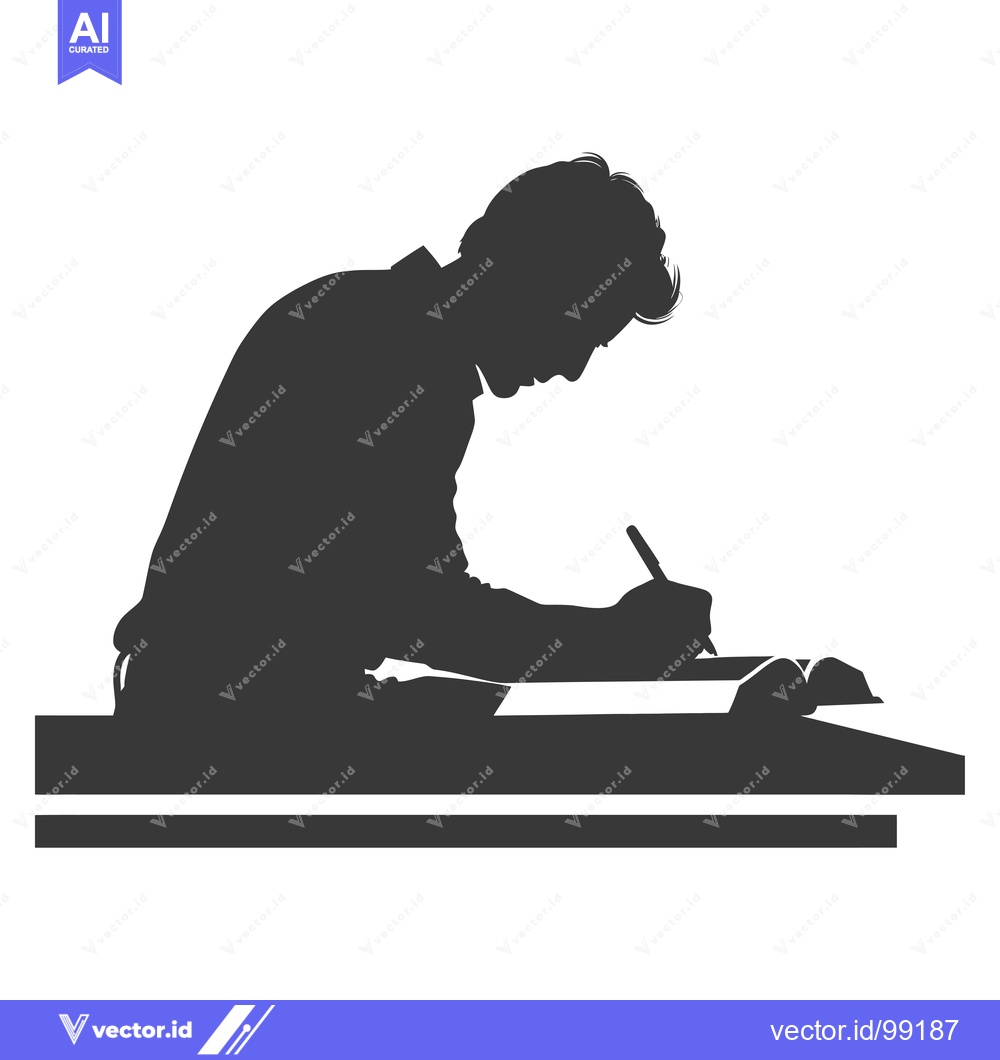 Premium Vector of Silhouette of a person writing on a table