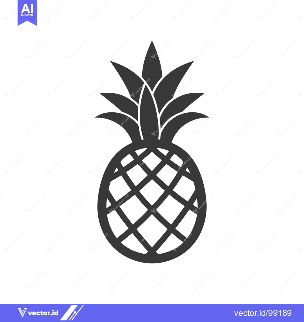 Premium Vector dari Silhouette of a Pineapple with Spiky Leaves