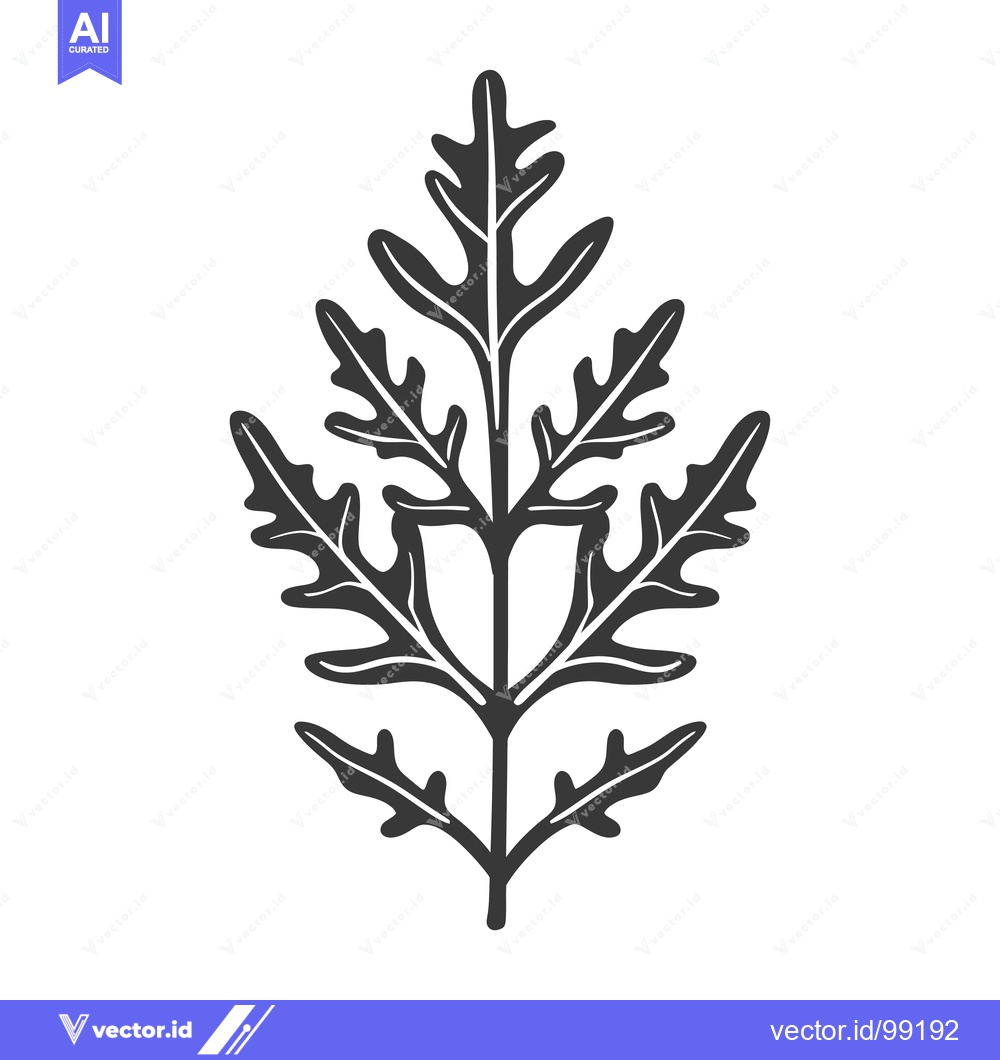 Premium Vector of Silhouette of a Plant with Five Detailed Leaves