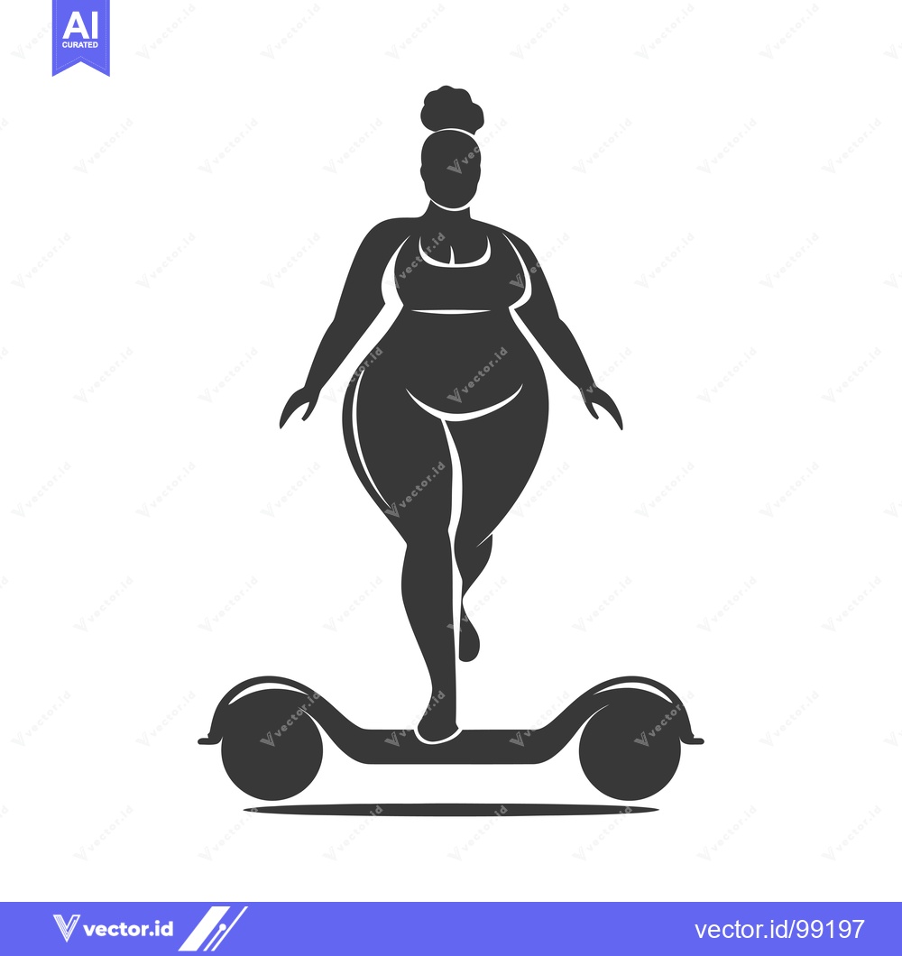 Premium Vector dari Silhouette of a Plus-Sized Woman Riding a Hoverboard