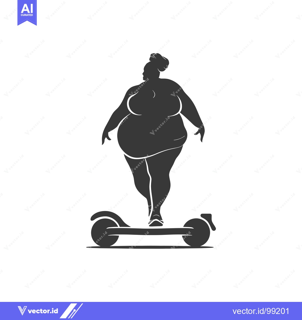 Premium Vector of Silhouette of a Plus-Sized Woman Riding an Electric Scooter