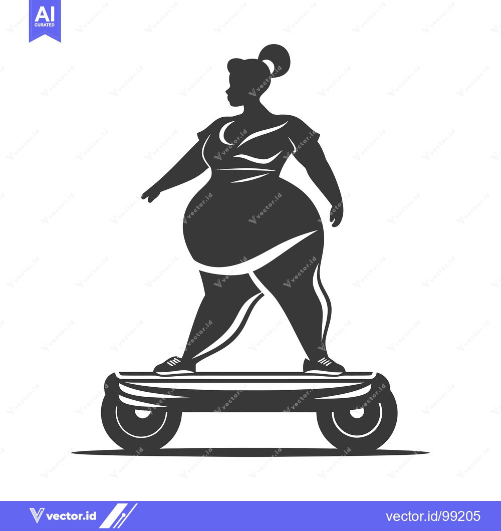 Premium Vector of Silhouette of a Plus-Size Woman Riding a Hoverboard
