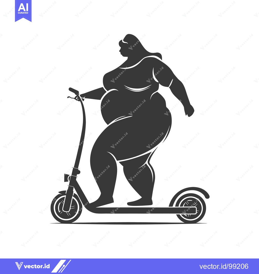 Premium Vector of Silhouette of a plus-size woman riding an electric scooter