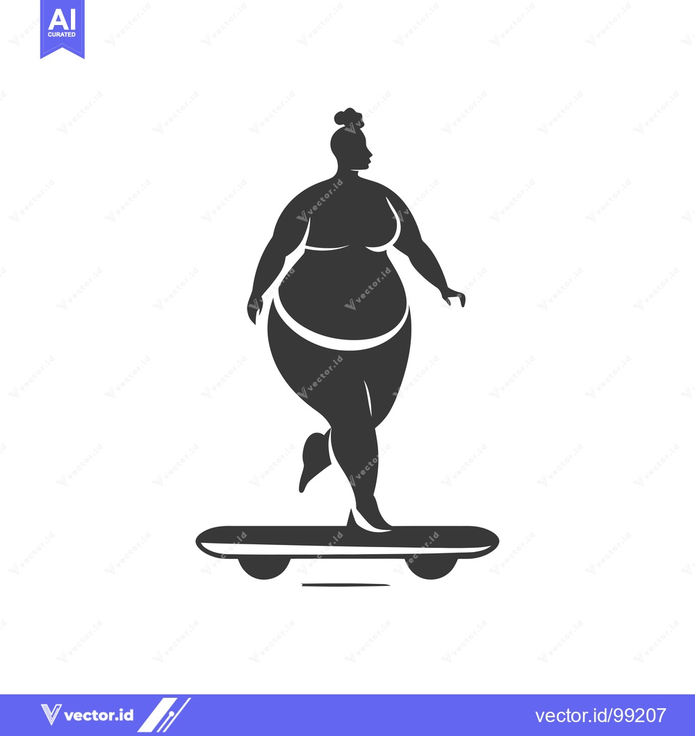 Premium Vector of Silhouette of a plus-size woman skateboarding