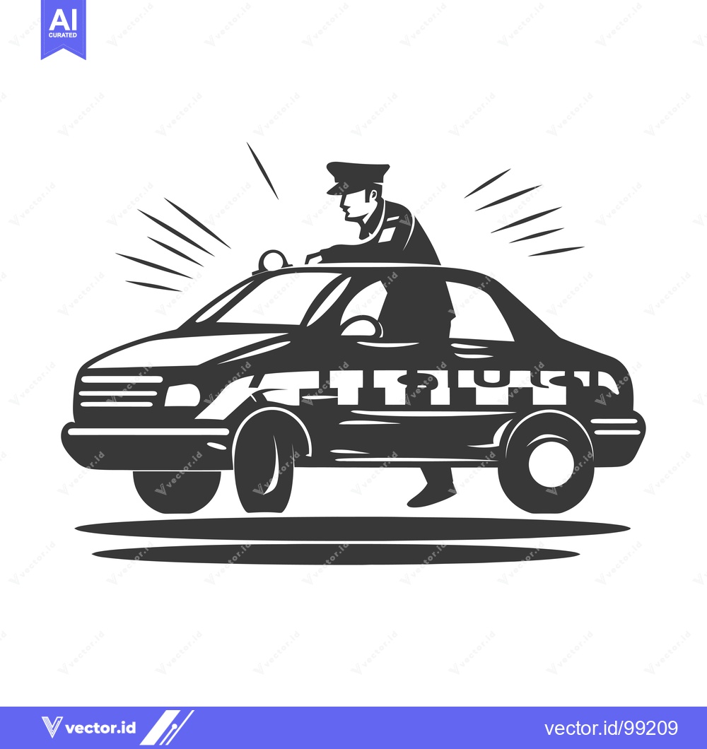 Premium Vector dari Silhouette of a Police Officer Standing on a Car