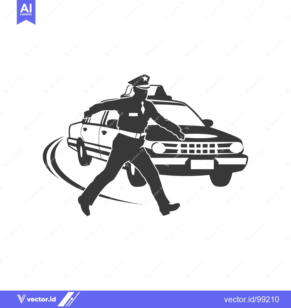 Premium Vector dari Silhouette of a Police Officer Walking Towards His Car