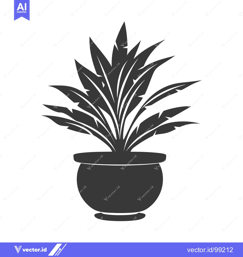 Premium Vector of Silhouette of a potted plant with large leaves